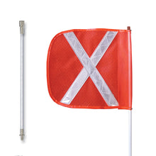 Load image into Gallery viewer, General-Purpose 10' Non-Lighted Warning Whip Split Pole w/ Quick Disconnect Base 12" Orange Flag White X