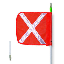 Load image into Gallery viewer, General-Purpose 10' Lighted Warning Whip w/ Quick Disconnect Base 12" Orange Flag White X