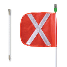 Load image into Gallery viewer, General-Purpose 10' Lighted Warning Whip Split Pole w/ Quick Disconnect Base 12" Orange Flag White X