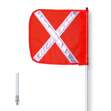 Load image into Gallery viewer, General-Purpose 5' Non-Lighted Warning Whip w/ Quick Disconnect Base 12" Orange Flag White X