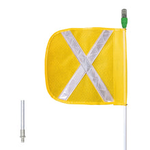 Load image into Gallery viewer, General-Purpose 5' Lighted Warning Whip w/ Quick Disconnect Base 12" Yellow Flag White X