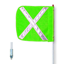 Load image into Gallery viewer, General-Purpose 6' Non-Lighted Warning Whip w/ Threaded Hex Base 12" Green Flag White X