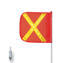 Load image into Gallery viewer, General-Purpose 6' Non-Lighted Warning Whip w/ Threaded Hex Base 12" Orange Flag Yellow X — image 2 of 2
