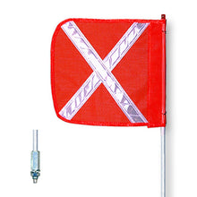 Load image into Gallery viewer, 8' General-Purpose Warning Whip with Threaded Hex Base and 12" Orange Flag with White Reflective X - FS8X-O