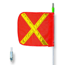 Load image into Gallery viewer, 8' Lighted Warning Whip, General-Purpose with Threaded Hex Base, 12" Orange Flag, Yellow Reflective X — image 2 of 2