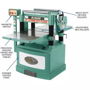 Grizzly G1033X - 20" 5 HP Helical Cutterhead Planer