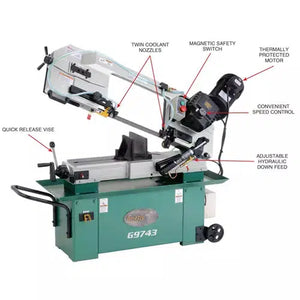 Grizzly G9743 - 7" x 12" 1-1/2 HP Gearhead Metal-Cutting Bandsaw