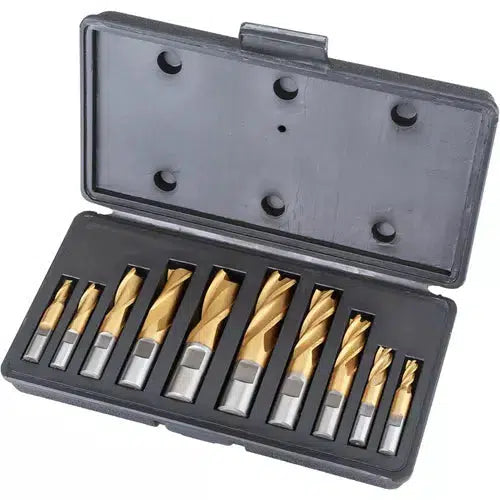 Grizzly G9763 - HSS TiN Coated 2 and 4 Flute End Mills, 10 pc. Set