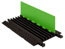 Load image into Gallery viewer, 5-Channel Guard Dog® Cable Protectors for 1.325" Lines, SafeRay™ Hi-Viz Green Lid/Black Base - GD5X125-FLG/B