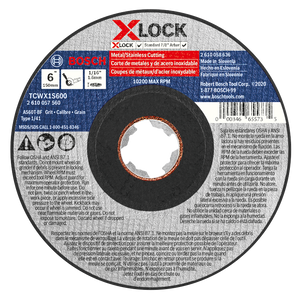 Bosch 6 In. x 1/16 In. X-LOCK Arbor Type 1A (ISO 41) 60 Grit Fast Metal/Stainless Cutting Abrasive Wheel