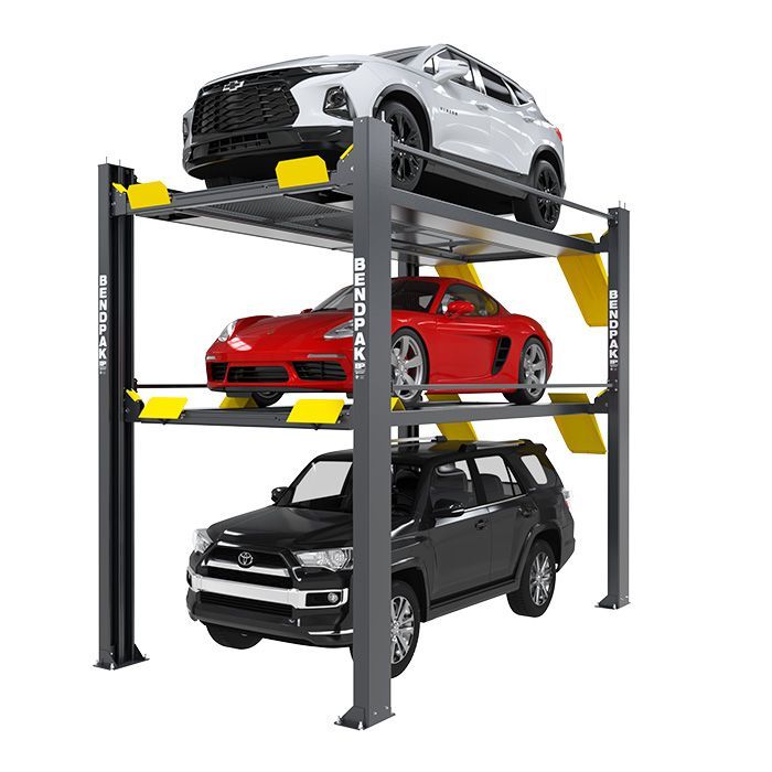 HD-973PX 9,000 and 7,000 Lb. Capacity  Tri-Level Parking Lift  Extended  High Lift