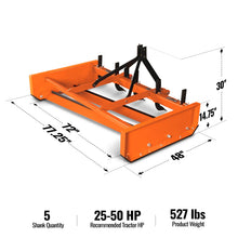 Load image into Gallery viewer, MechMaxx 72" Heavy Duty Land Leveler Land Plane Scraper Grader with Shanks 3 Point Hitch, LP72