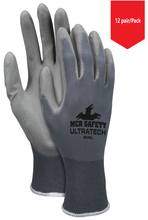 Load image into Gallery viewer, MCR Safety 9696 UltraTech® PU 13 Gauge Gray Nylon Shell Gray PU Coated Palm - 12Pr/Pk