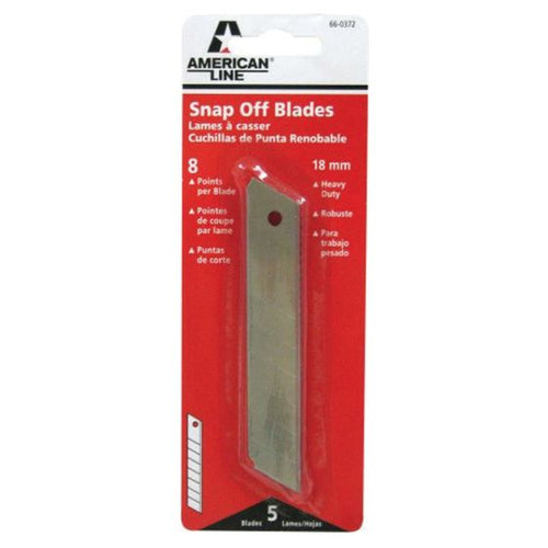 American Safety Razor 66-0372 8-Point Heavy-Duty Snap Off Utility Knife Blade, High Carbon Steel