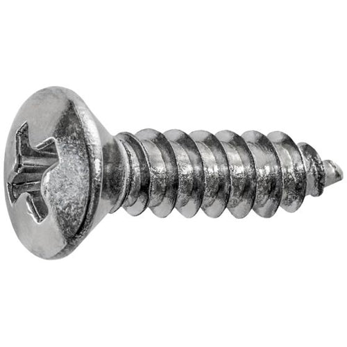 #10 X 3/4 PHILLIPS OVAL HEAD TAP SCREW CHROME