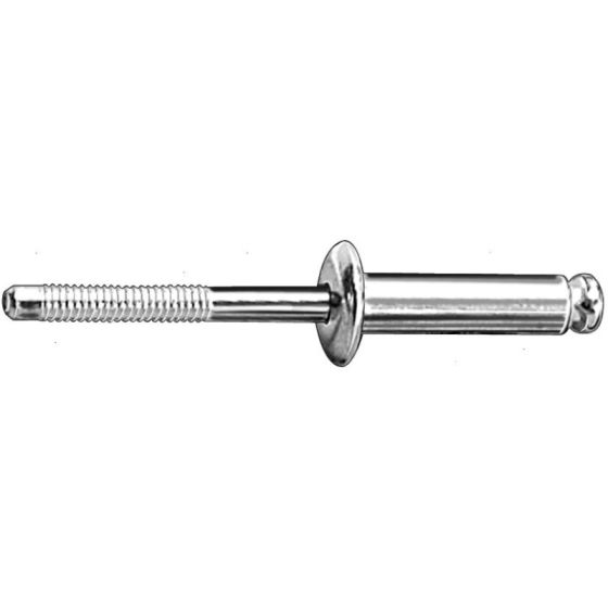 Auveco® 11621 Peel-Type Rivet, 1/4 in Dia x 33/64 to 19/32 in Grip Range, Aluminum Rivet/Steel Mandrel