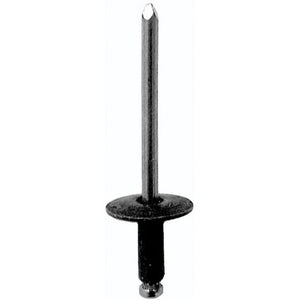 Auveco® 12657 Peel-Type Specialty Rivet, 3/16 in Dia x 1/4 to 3/8 in Grip Range, Black Steel Rivet/Steel Mandrel