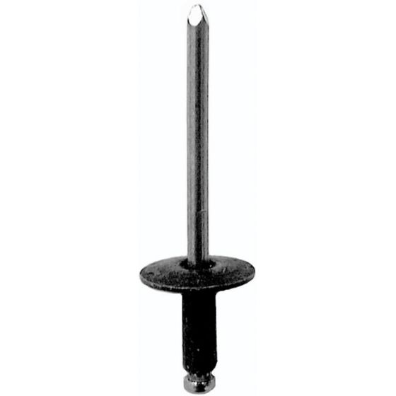 Auveco® 12657 Peel-Type Specialty Rivet, 3/16 in Dia x 1/4 to 3/8 in Grip Range, Black Steel Rivet/Steel Mandrel