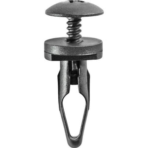 Auveco® 14988 Push/Screw-Type with Closed End Retainer, 7/16 in Dia Head x 11/16 in L Stem, Nylon, Black