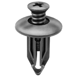 Auveco® 14998 Push/Screw-Type with Closed End Retainer, 27/32 in Dia Head x 1 in L Stem, Nylon, Black