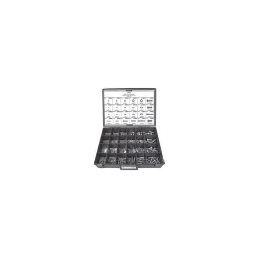 Disco Automotive Hardware 8519 24 Hole Tray Nut/Washer and Cap Screw Assortment, 5 to 12 mm, Metal Tray, Gray Lid/Tray