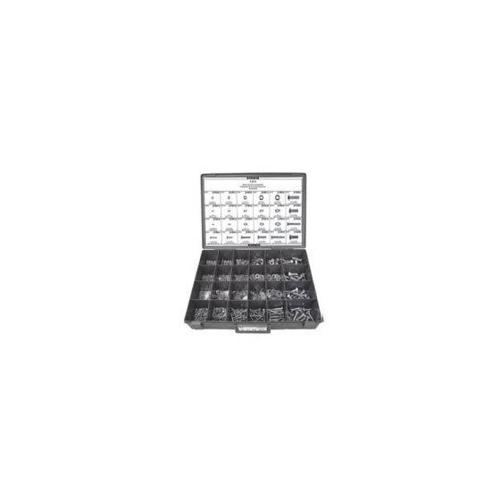 Disco Automotive Hardware 8519 24 Hole Tray Nut/Washer and Cap Screw Assortment, 5 to 12 mm, Metal Tray, Gray Lid/Tray