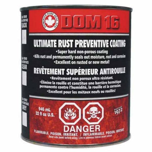 DOMINION SURE SEAL DOM16Q DOM16 Series Ultimate Rust Preventative Coating, 6 qt Can, Black, Liquid