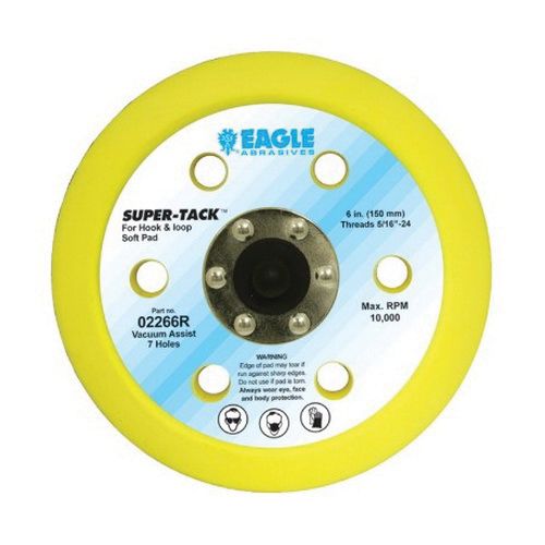 KOVAX® 02266R Soft Disc Pad, 6 in, 5/16-24 Arbor/Shank, Super-Tack Attachment, 7 Holes