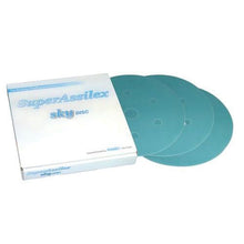 Load image into Gallery viewer, KOVAX® Super Assilex® 193-1538 Sanding Disc, 6 in Dia, 600 Grit, Sky, Dry, Hook and Loop Attachment, 7 Holes