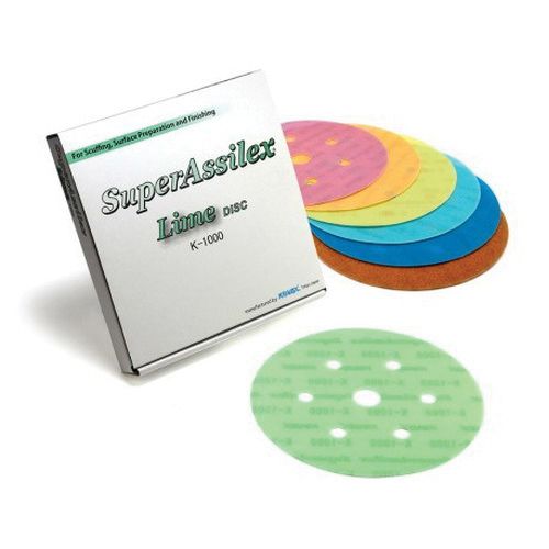 KOVAX® Super Assilex® 193-2557 Sanding Disc, 6 in, 7 Holes, 240 Grit, Super-Tack Attachment, Brown