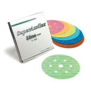 KOVAX® Super Assilex® 193-2557 Sanding Disc, 6 in, 7 Holes, 240 Grit, Super-Tack Attachment, Brown