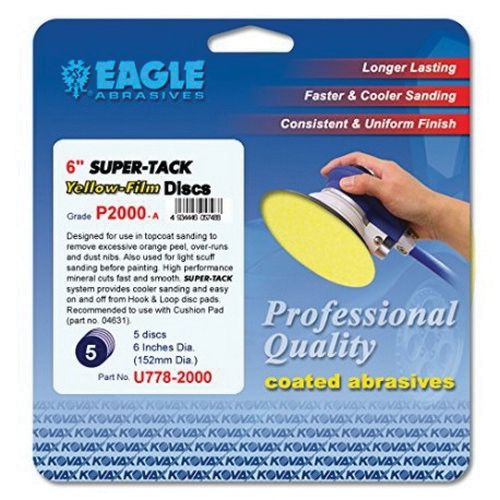 KOVAX® Yellow-Film U778-1000 High Performance Sanding Disc, 6 in, 1000 Grit, Super-Tack Attachment, Yellow