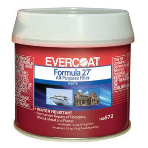 EVERCOAT® Formula 27™ 100572 All-Purpose Filler, 0.5 pt Can, White, Heavy Paste