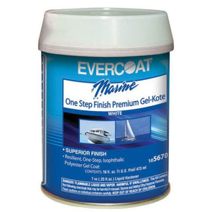 EVERCOAT® 105670 One Step Finish Premium Gel-Kote, 1 pt Can, High Gloss White, Thick Liquid