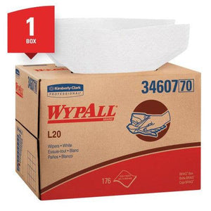 WypAll® 34607 L20 Series Brag Box Cloth, 12-1/2 x 16.8 in, 176, Paper, White, 4 Plys