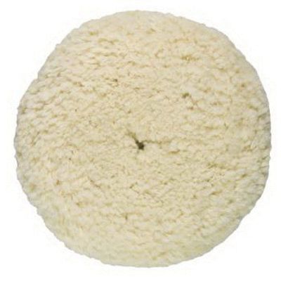 Presta 810176 Single Sided Heavy Cut Cutting Pad, 9 in Dia, Hook and Loop Attachment, 100% Wool Pad, White