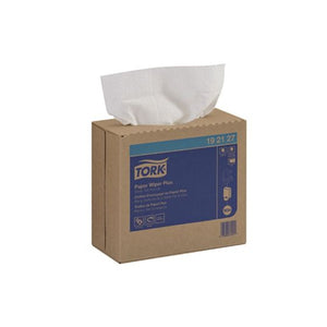 Tork® 192127 Pop-Up Box Wiper Plus, 16-1/4 in L x 9-1/4 in W, 100, Paper/Double Re-Creped, White, 1 Plys