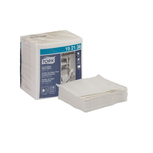 Tork® 192136 Heavy Duty 1/4 Fold Wiper, 13 in L x 12-1/2 in W, 56, Paper/Double Re-Creped, White, 1 Plys