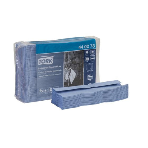 Tork® 440278 Top-Pak Industrial Wiper, 10.4 in Dia x 123 ft L Roll, 90, Paper, Blue, 4 Plys