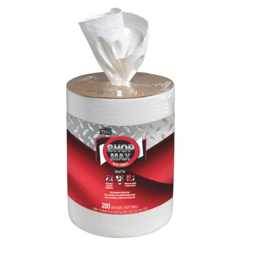 Tork® ShopMax 450138 Centerfeed Dry Wipe, 218.33 ft L x 9.9 in W Roll, 200, Paper, White, 1 Plys