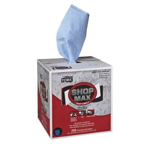 Tork® ShopMax 450337 Centerfeed Dry Wipe, 216.67 ft L x 9 in W Roll, 200, Paper, Blue, 1 Plys