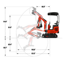 Load image into Gallery viewer, MechMaxx Mini Compact Excavator HONDA GX390 Engine, 65.7" Max. Digging Depth, 1Ton, 2280 LBS Operating Weight, MEC10