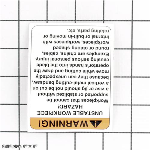 UNSTABLE WORKPIECE LABEL