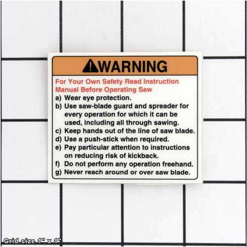 UL 987 WARNING LABEL