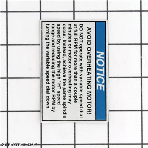 AVOID OVERHEATING MOTOR LABEL