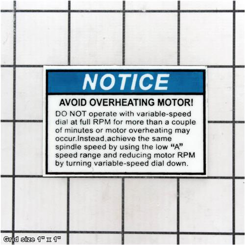 OVERHEATING MOTOR NOTICE LABEL
