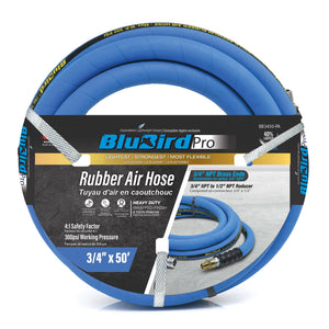 BluBird 3/4" x 50' Rubber Jack Hammer Air Hose Dual Arm Reel