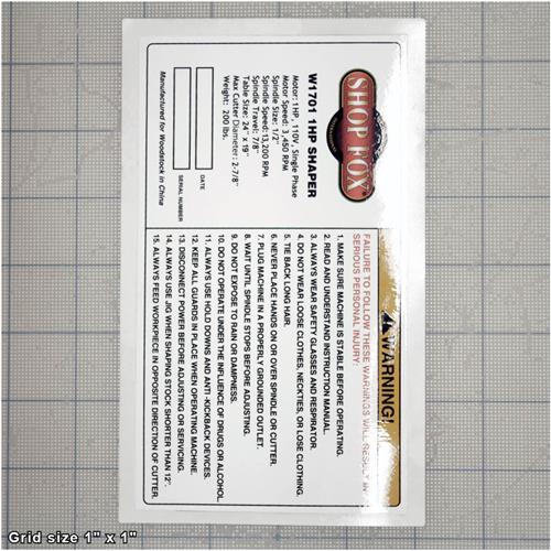MACHINE ID LABEL NO-CSA V1