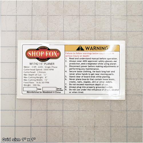 MACHINE ID LABEL NO-CSA V1