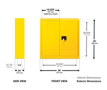 Load image into Gallery viewer, Sure-Grip® EX 30-gal.capacity Flammable Cabinet w/ 1 Shelf &amp; 2 Doors-Manual Close - Yellow